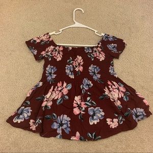 PacSun Kendall & Kylie Maroon Cropped Shirt